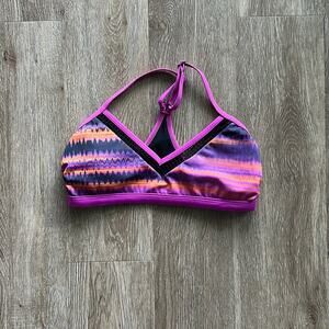 Oakley Racerback Bikini Top Purple Pink Orange Zig Zag Size Small